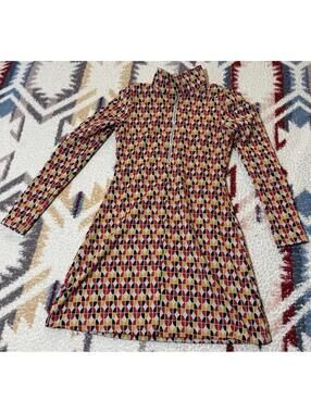 Urban Outfitters 60s MOD Zip Mini Dress Palm Springs California Retro Thrift￼￼